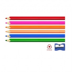 7inch Jumbo Color pencil long .Lead 4mm.Triangular.12colors.With sharpener