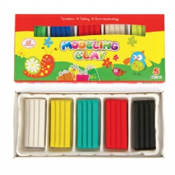 Squsre plasticine, 5pcs colour box with plastic tray