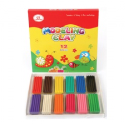 Squsre plasticine, 12pcs colour box with plastic tray