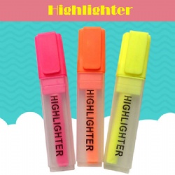 Highlighter with Transparent barrel,12 pcs colour box with one colour silk printing