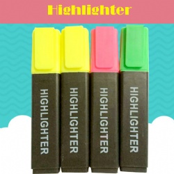 Highlighter with Solid barrel,12 pcs colour box with one colour silk printing