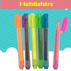 Highlighter with Solid barrel,12 pcs colour box with one colour silk printing