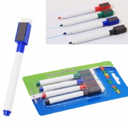 Whiteboard marker with eraser tip,4 pcs blister card