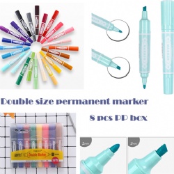 8 colours Double tip permanent marker,8 pcs pp box