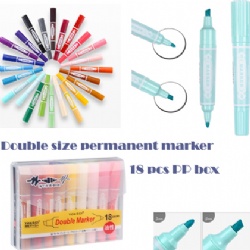 18 colours Double tip permanent marker,18 pcs pp box