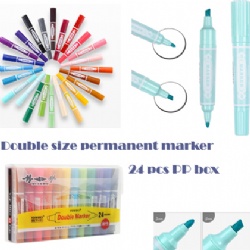 24 colours Double tip permanent marker,24pcs pp box